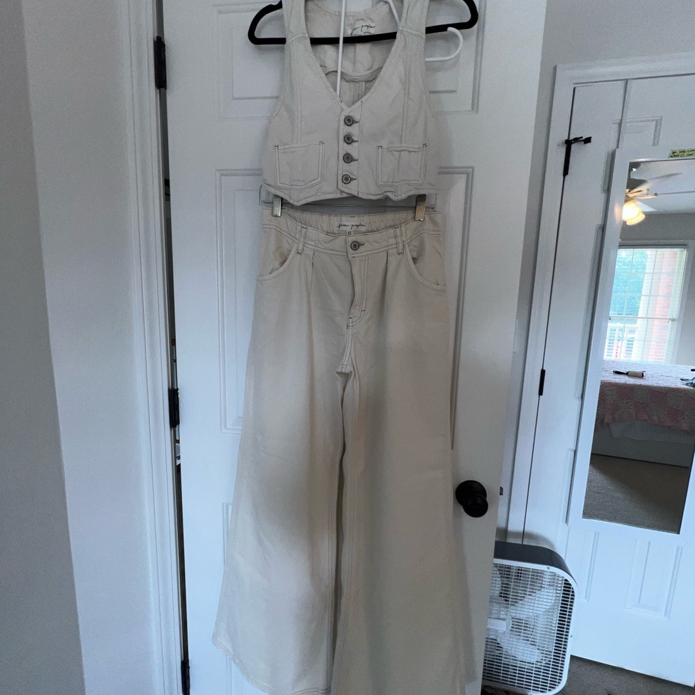 Free People Denim Cream Set